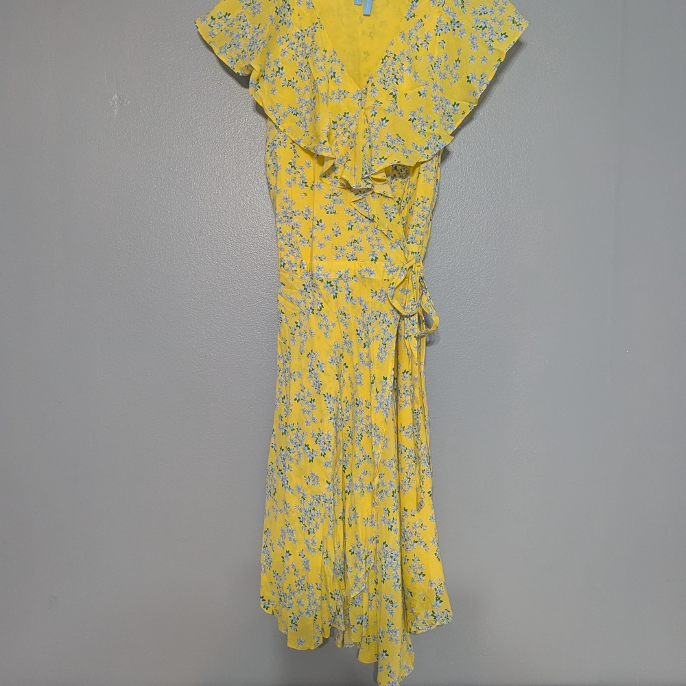 Yellow Floral Wrap Dress